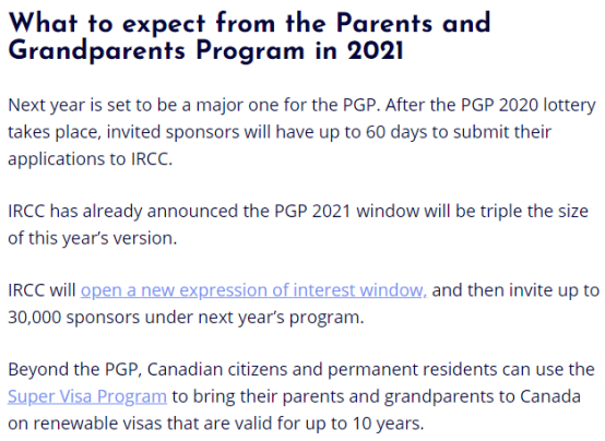 通知 | 加拿大推迟父母团聚移民抽签至2021年初