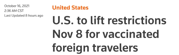 【超全】11月直飞美国入境攻略来了！接种中国科兴、国药疫苗直飞入境，免隔离！