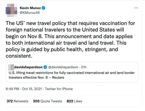 【超全】11月直飞美国入境攻略来了！接种中国科兴、国药疫苗直飞入境，免隔离！