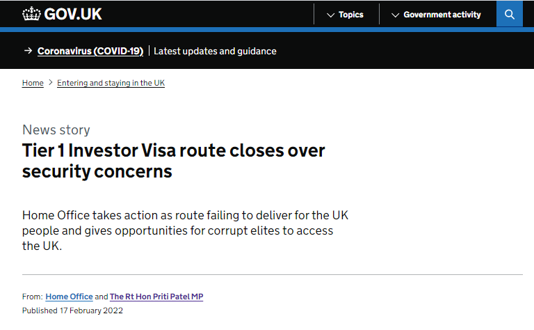 突发关停：英国内政部长官宣关停投资移民项目！未来移民英国邦海外建议三步走！